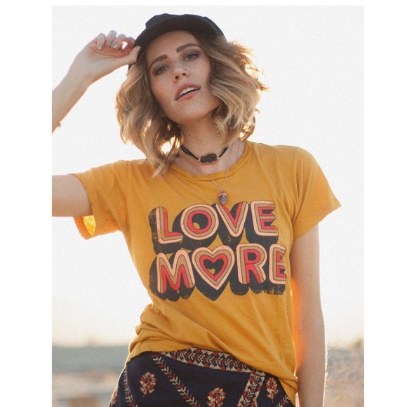 Tops - LOVE MORE yellow mustard Graphic T-Shirt Tee